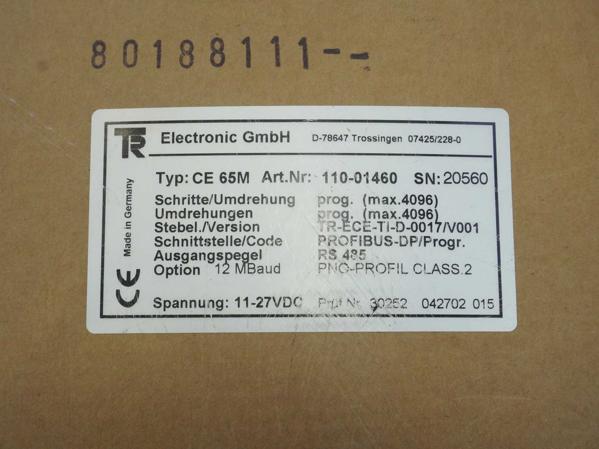 TR Electronic 110-01460 CE 65M RS 485 Multiturn Encoder PROFIBUS-DP