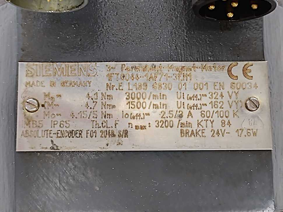 Siemens 1FT6044-1AF71-3EH1 SIMOTICS S synchronous servo motor