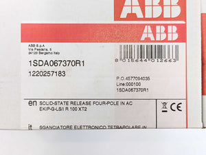 ABB 1SDA067370R1 Solid-State Release Four-Pole Ekip G Dip LS/I In=100A XT2 4p