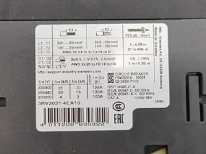 Siemens 3RV2031-4EA10 Circuit Breaker for Motor Protection. 22-32A