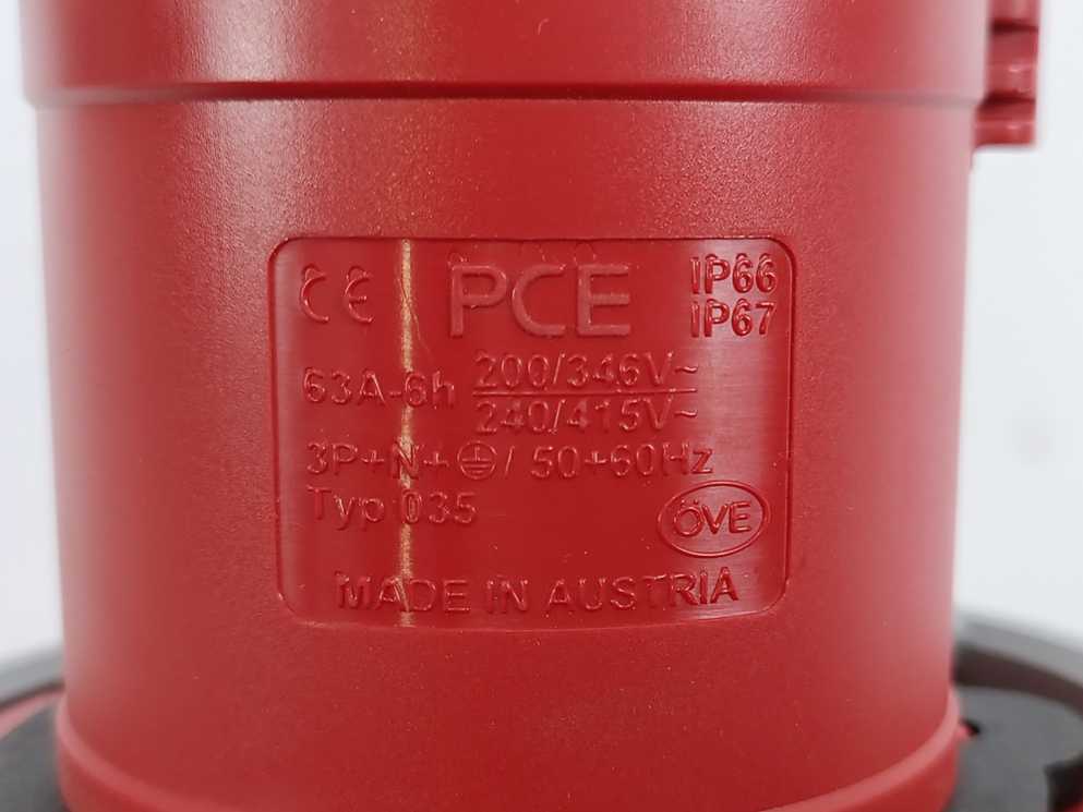 PCE 035-6 CEE-plug 63A 5p 6h IP67. Box of 2 pcs.