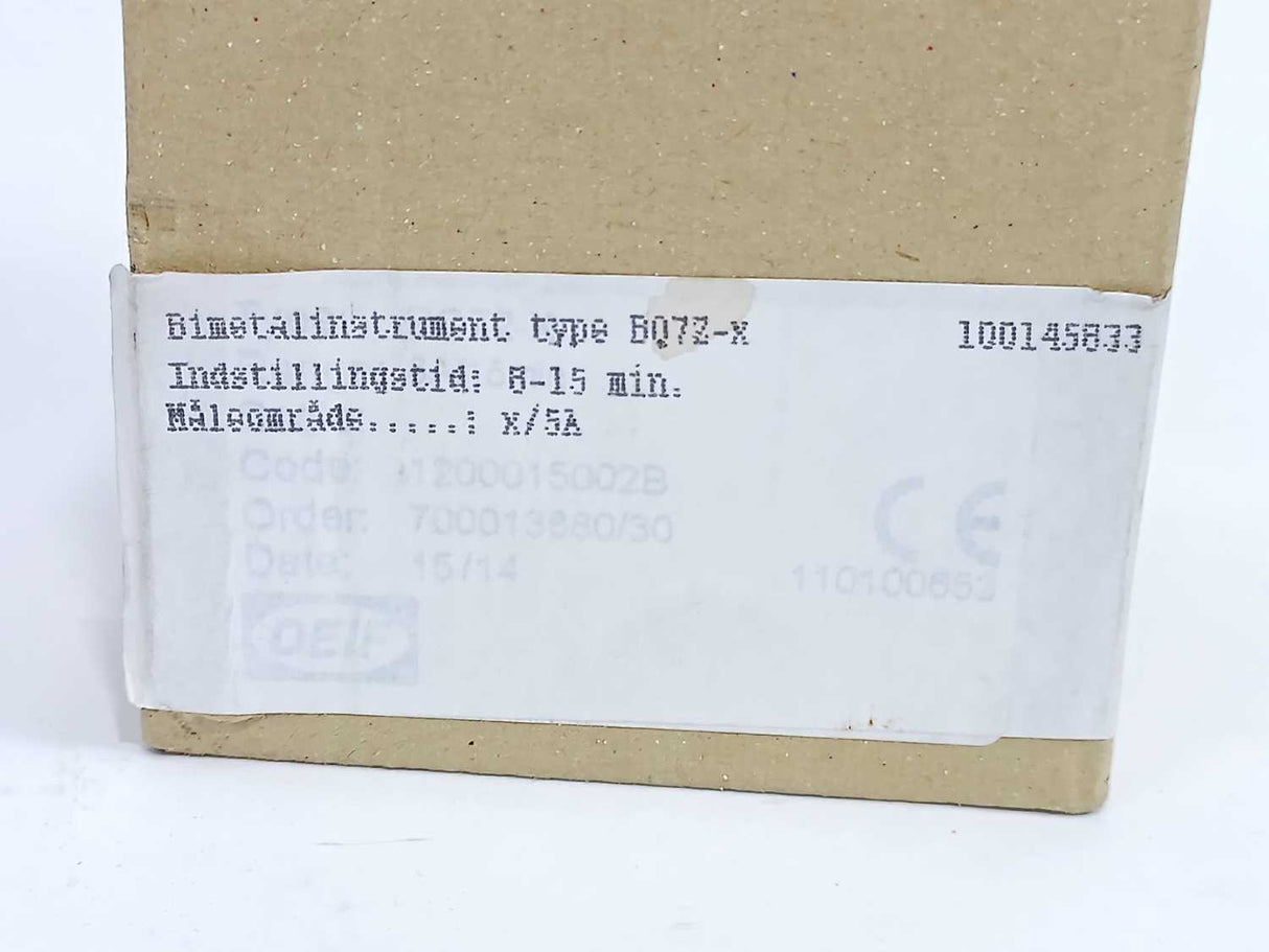 Deif BQ72-x Bi-Metalic Meter 6A/15min