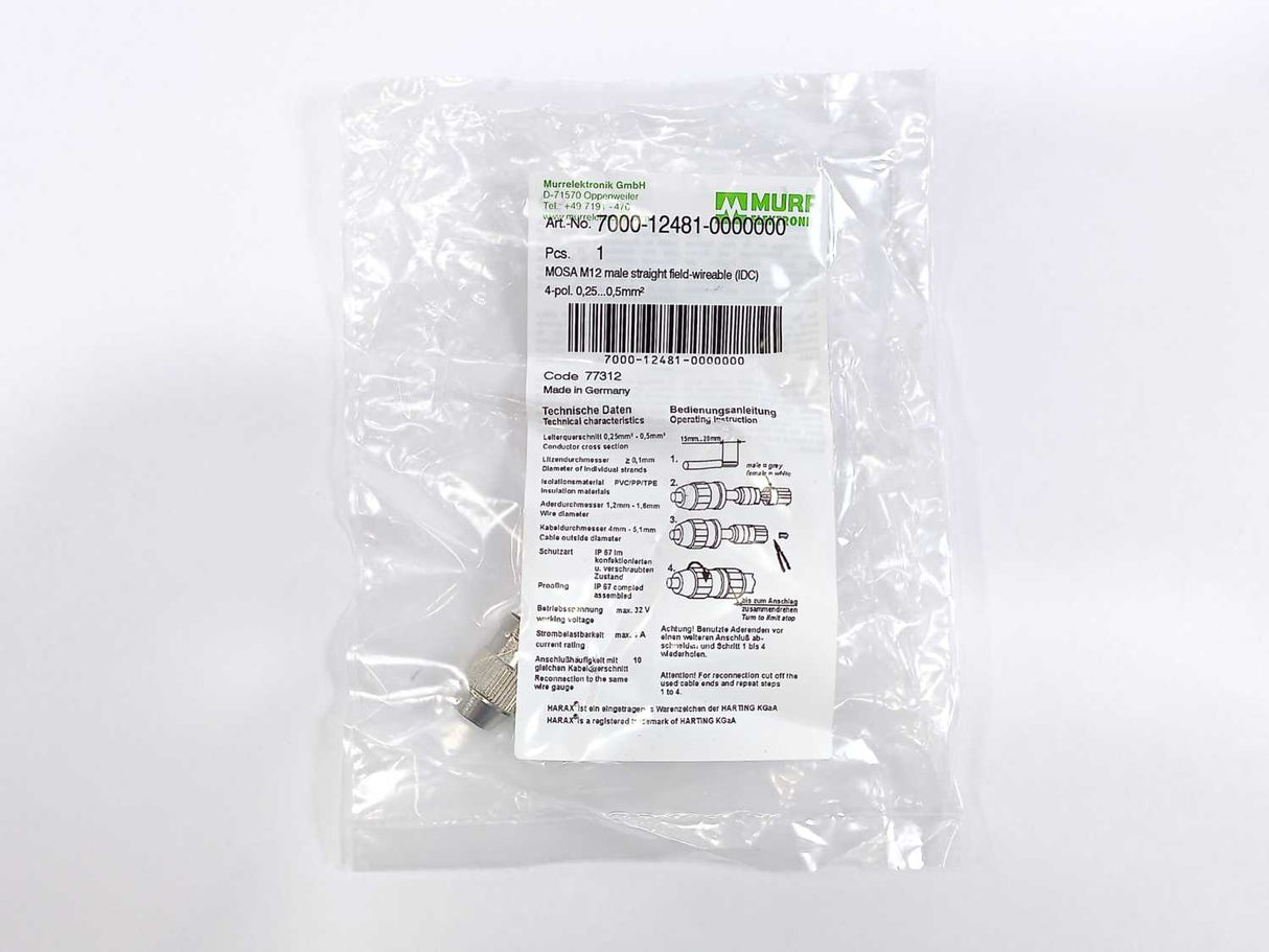 MURR Elekronik 7000-12481-0000000 77312 MOSA M12 Male Straight 4-Pol.