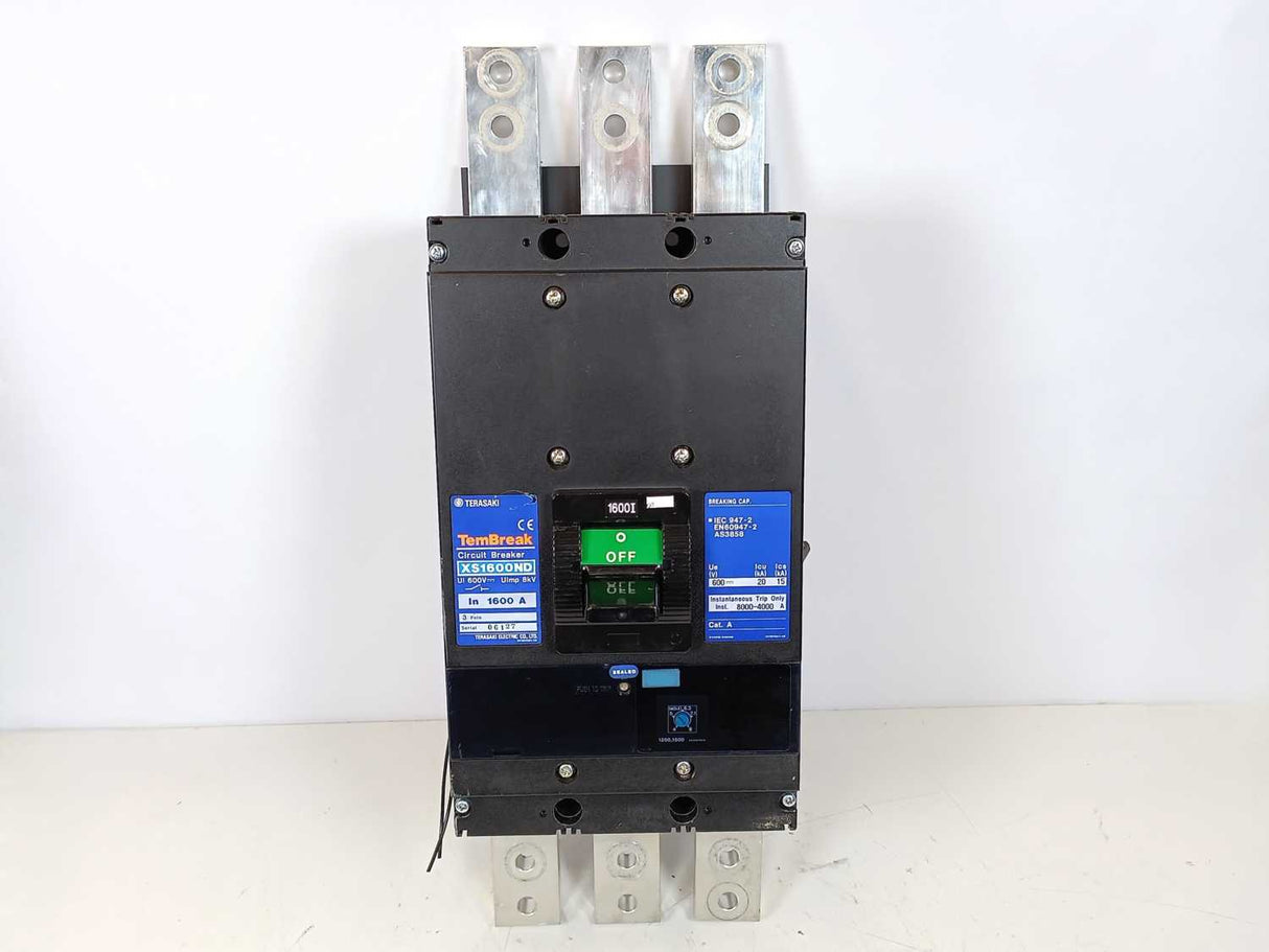 TERASAKI XS1600ND TemBreak Circuit Breaker, In 1600 A, 3 Poles