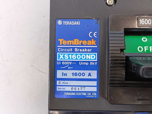 TERASAKI XS1600ND TemBreak Circuit Breaker, In 1600 A, 3 Poles