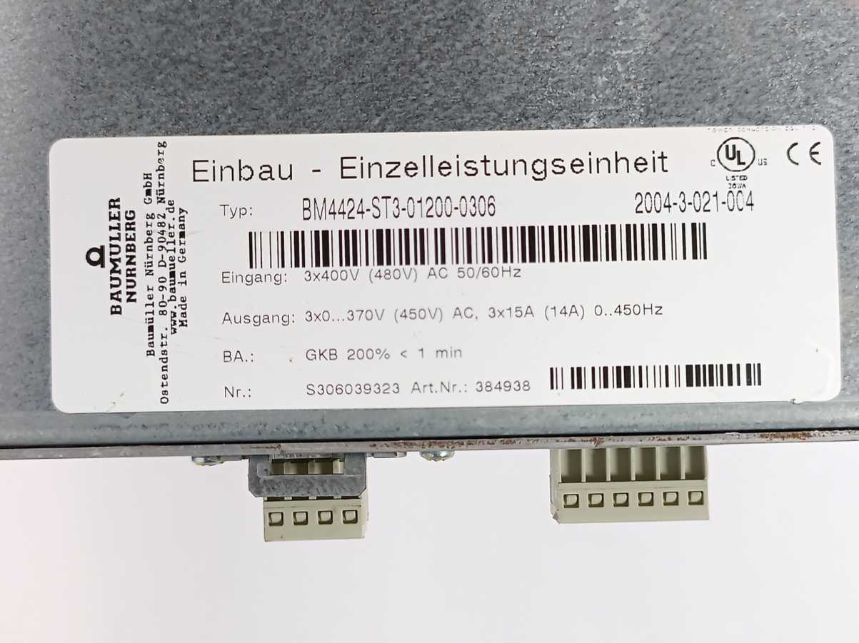 Baumüller BM4424-ST3-01200-0306 Servo Drive w/ BM4XXX-XXX-X12XX-0306 Gr.2-7