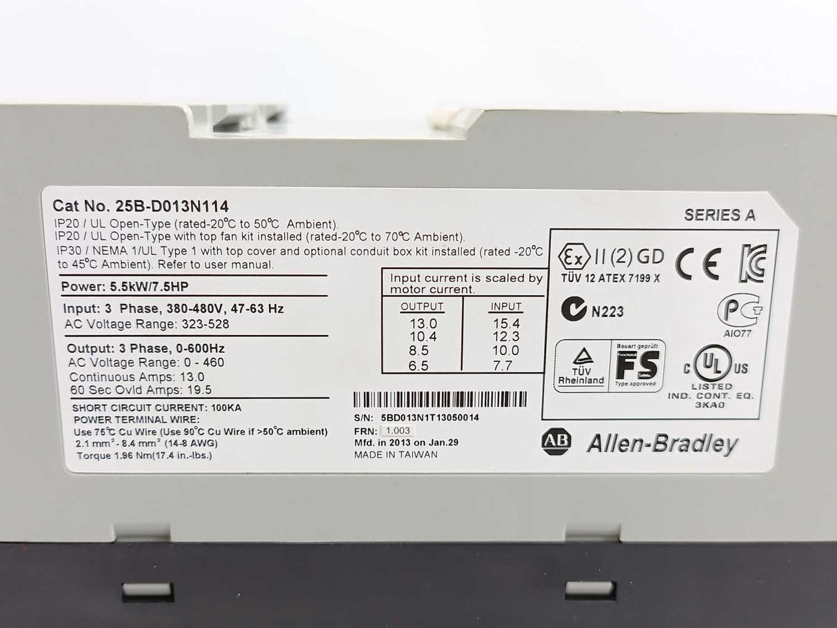 AB 25B-D013N114 Ser. A POWER FLEX 525, AC Drive
