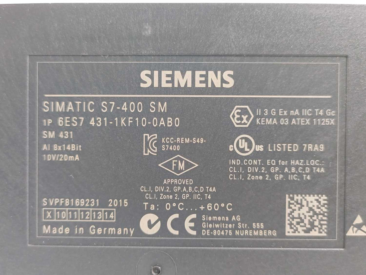 Siemens 6ES7431-1KF10-0AB0 Analog Input SM 431