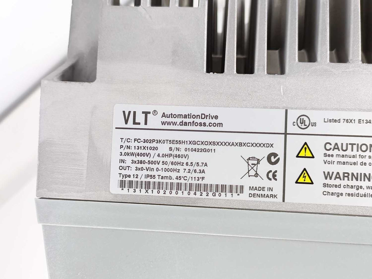 Danfoss FC-302P3K0T5E55H1XG 131X1020 Variable Freq. Drive 3kW