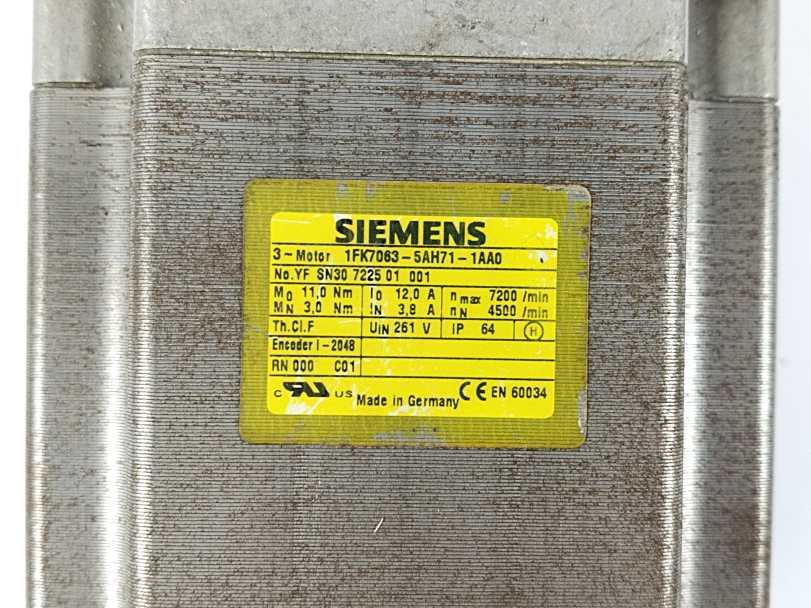Siemens 1FK7063-5AH71-1AA0 SIMOTICS S Servo Motor 1.41kW