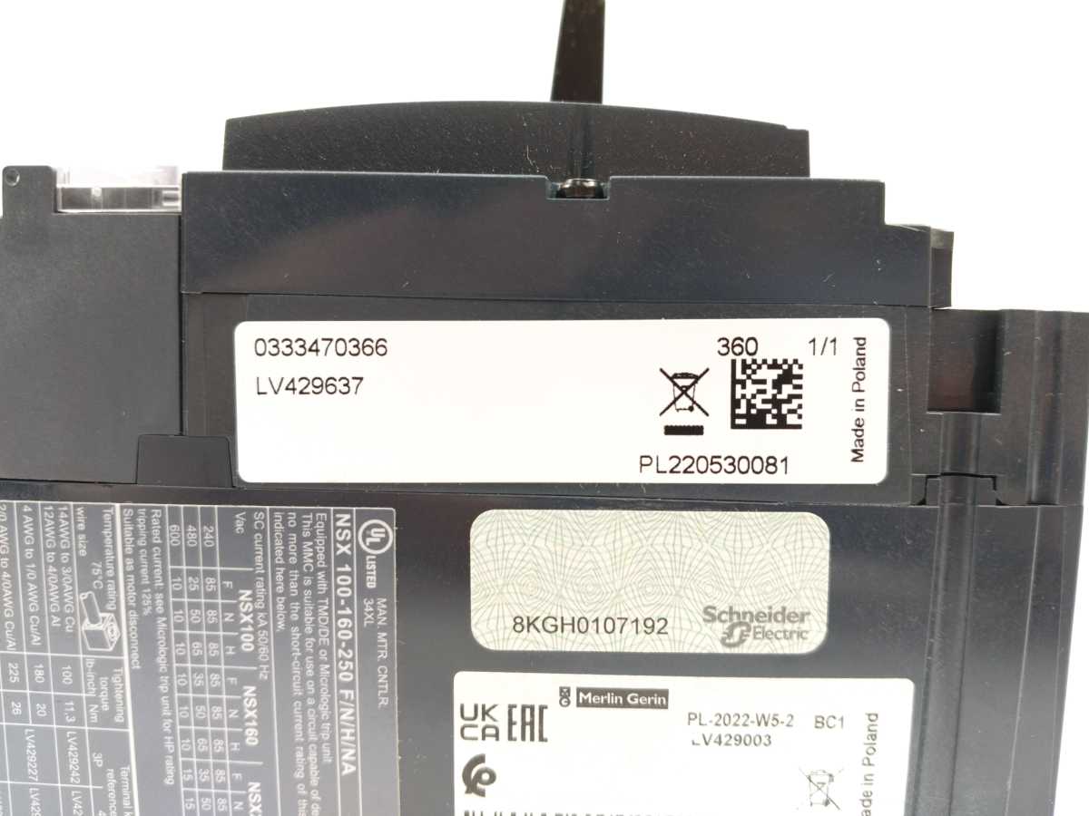 Schneider Electric LV429637 ComPact NSX100F Circuit Breaker