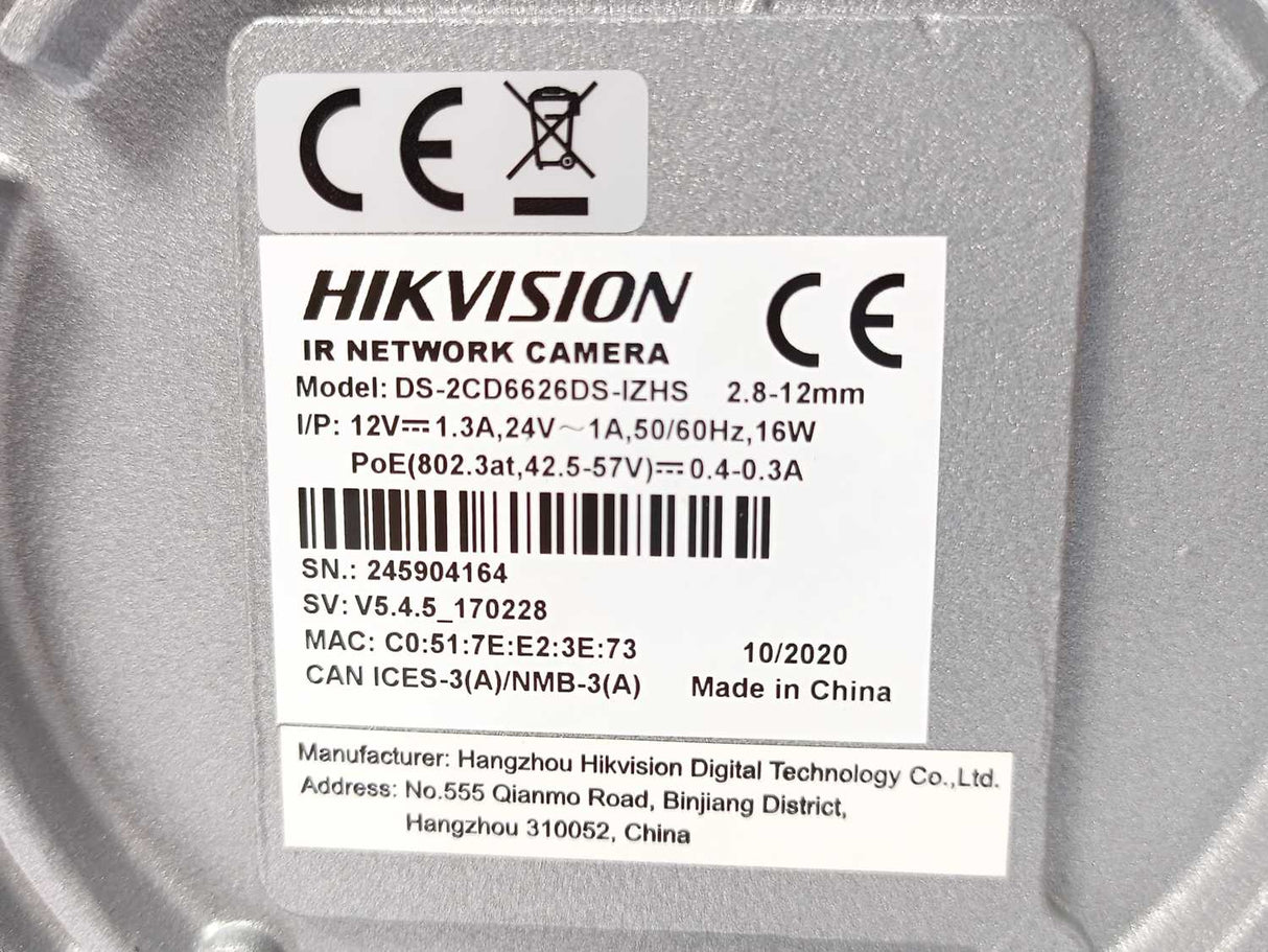 HikVision DS-2CD6626DS-IZHS EXIR Varifocal Dome Anti-Corrosion Network Camera