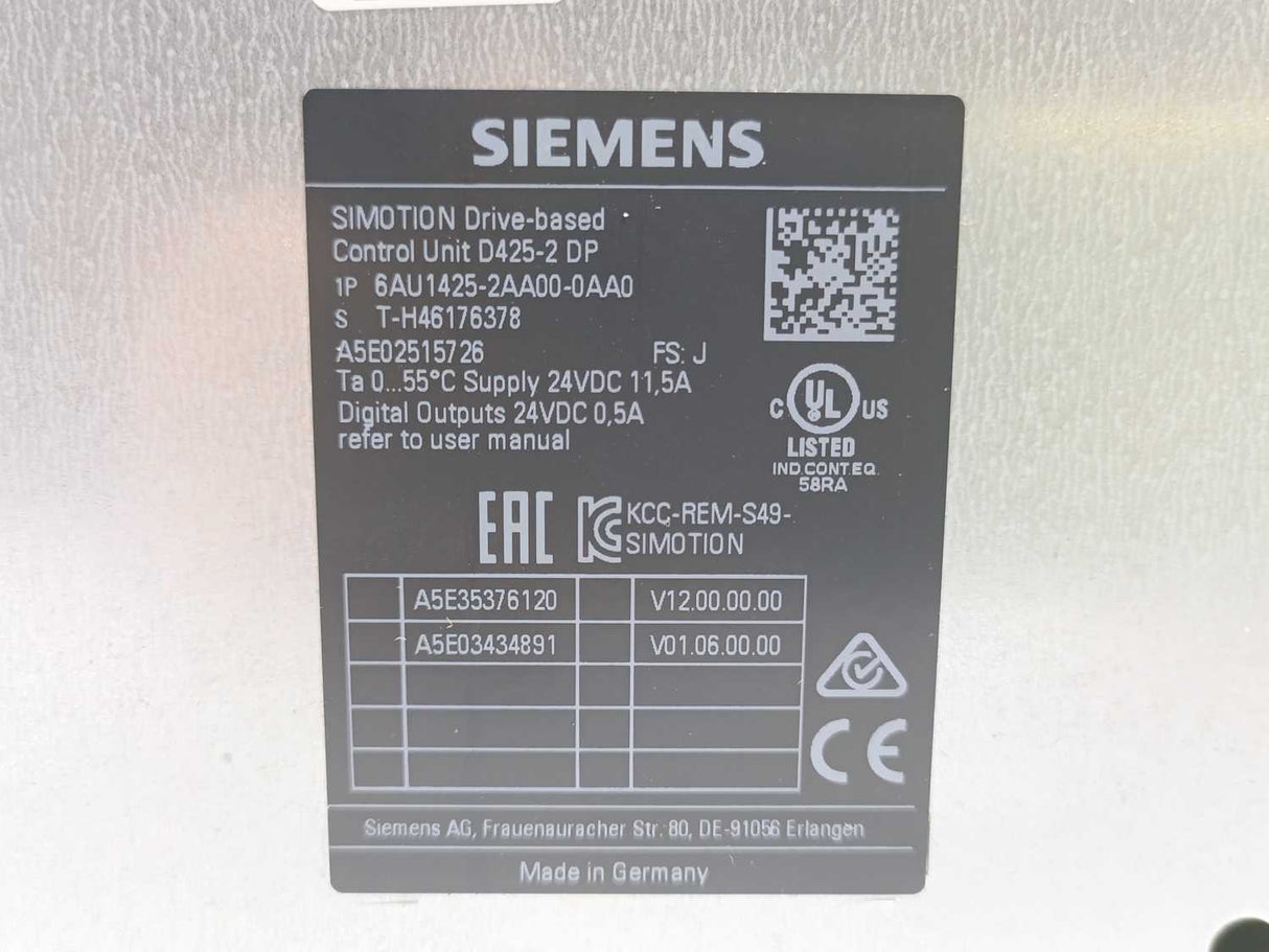 Siemens 6AU1425-2AA00-0AA0 SIMOTION Drive-based Control Unit