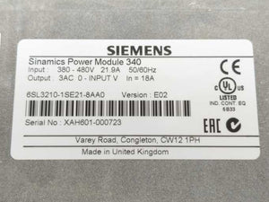Siemens 6SL3210-1SE21-8AA0 Sinamics Converter Power Module