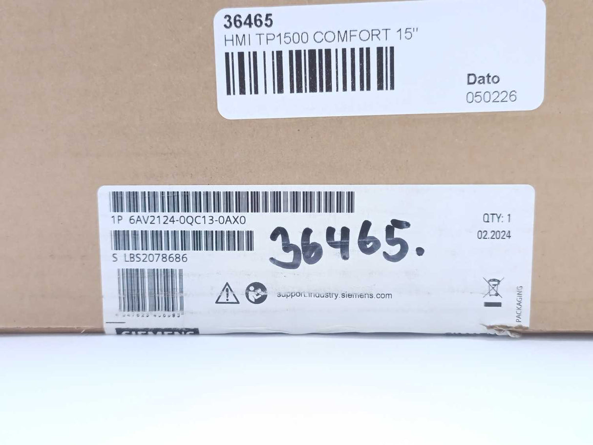 Siemens 6AV2124-0QC13-0AX0 SIMATIC HMI TP1500 Comfort Outdoor