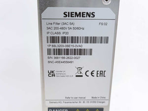 Siemens 6SL3203-0BE15-0VA0 SINAMICS V Series EMC Filter, 5A, 480 V
