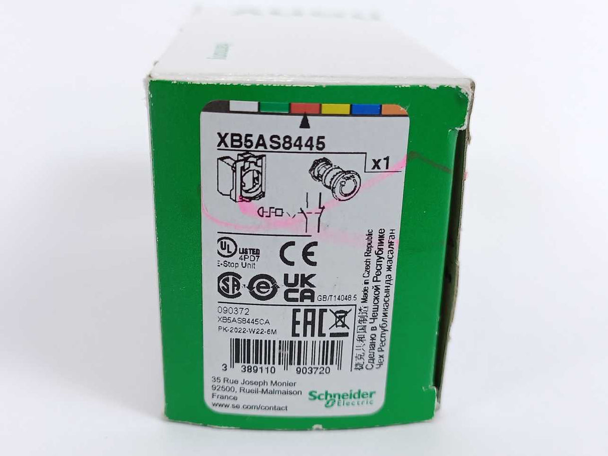 Schneider Electric XB5AS8445 Harmony XB5 Emergency Stop Switching Off