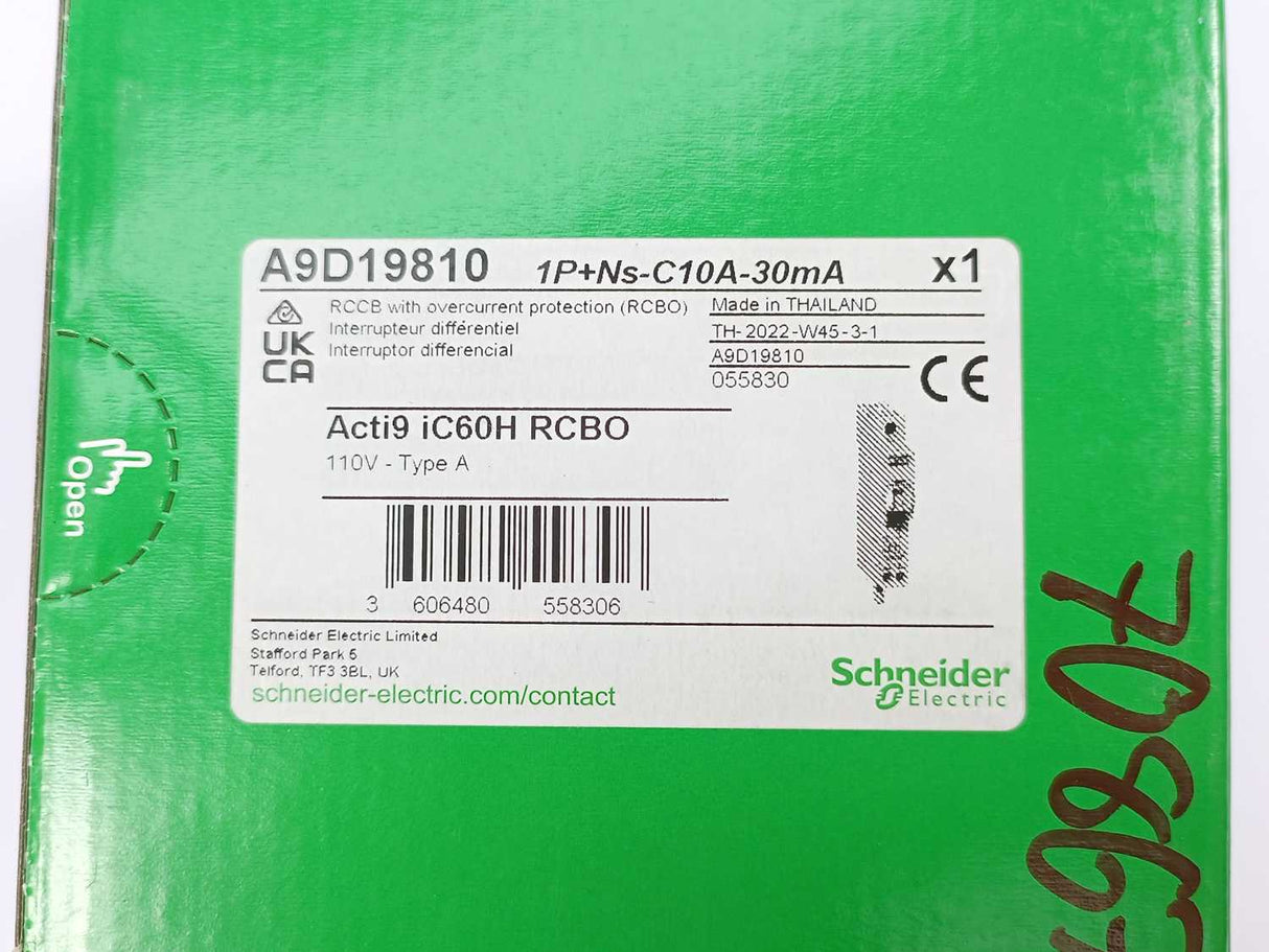 Schneider Electric A9D19810 Acti9 iC60H RCBO Earth Leakage Circuit Breaker