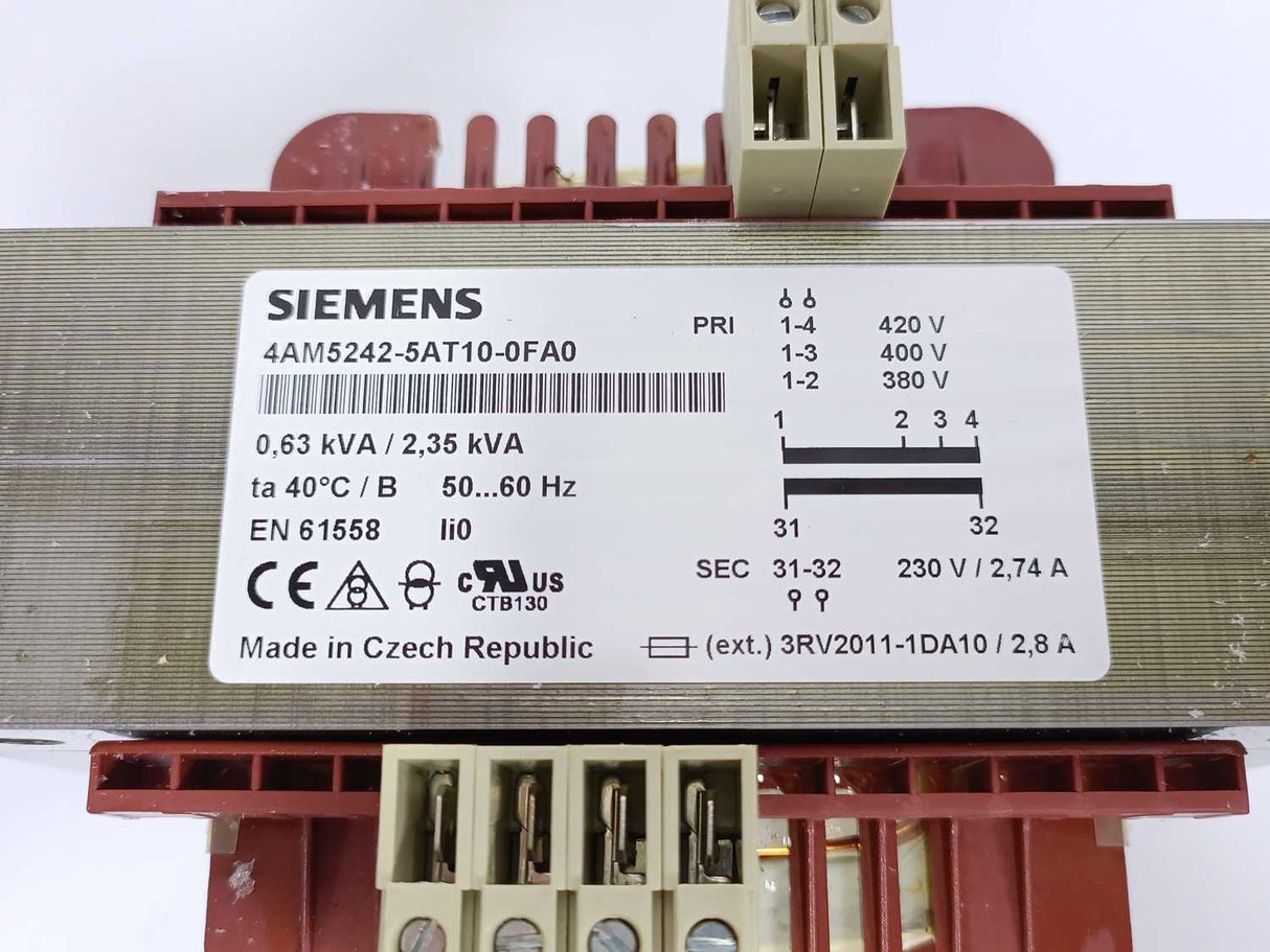 Siemens 4AM5242-5AT10-0FA0 SITAS Transformer 0,63kVA / 2,35kVA
