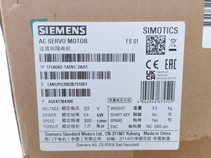 Siemens 1FL6042-1AF61-2AH1 SIMOTICS S-1FL6 3-SERVO MOTOR