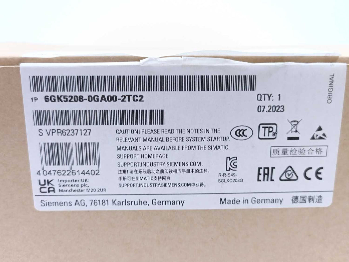 Siemens 6GK5208-0GA00-2TC2 Scalance XC208G Industrial Ethernet Switch Module