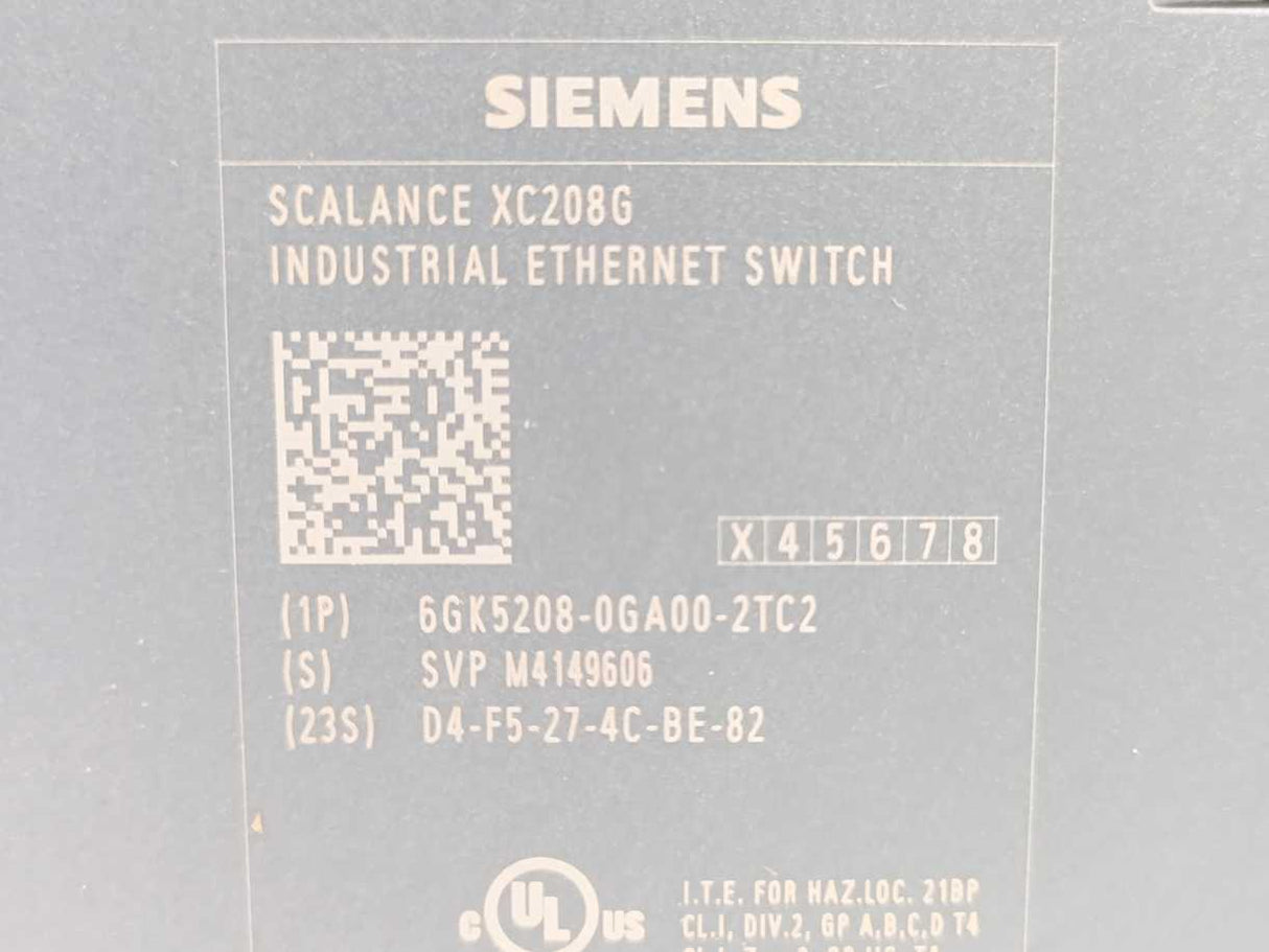 Siemens 6GK5208-0GA00-2TC2 Scalance XC208G Industrial Ethernet Switch Module
