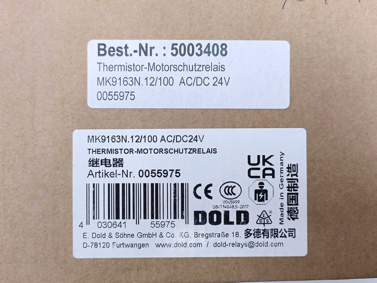 DOLD 0055975 MK9163.12/100 24VAC Thermistor Motor Protection Relay