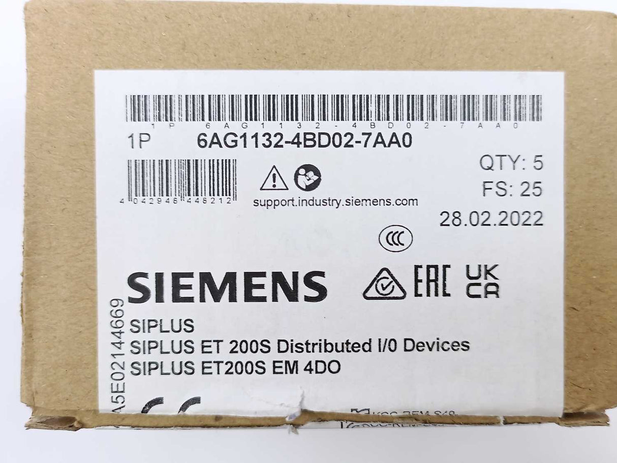 Siemens 6AG1132-4BD02-7AA0 SIPLUS ET 200S EM 4DQ Electronic Module