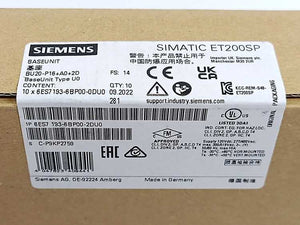 Siemens 6ES7193-6BP00-2DU0 SIMATIC ET200SP Base Unit, Batch of 10 pcs.