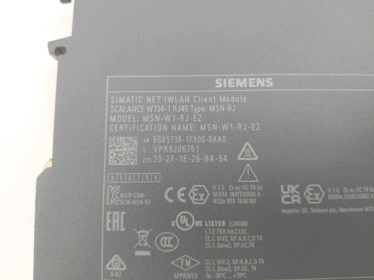 Siemens 6GK5734-1FX00-0AA0 SCALANCE W734-1 RJ45 Industrial Wireless LAN Module