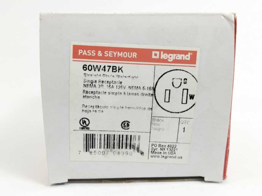 Legrand 60W47BK Pass and Seymour Watertight Receptacle