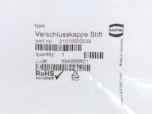 Harting 21010000038 Blinding Connector Cap for M12 Male Connector