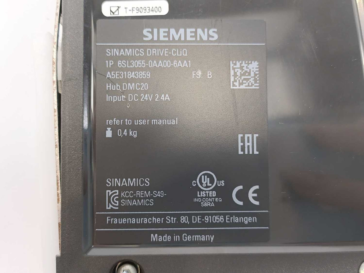 Siemens 6SL3055-0AA00-6AA1 SINAMICS DRIVE-CLIQ Hub Module