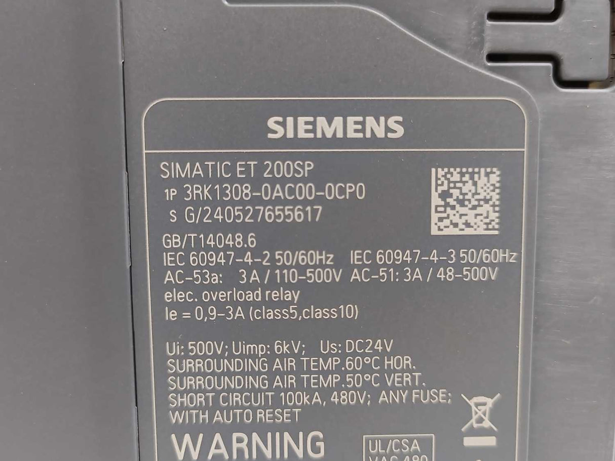 Siemens 3RK1308-0AC00-0CP0 SIMATIC ET 200SP Motor Starter
