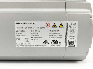 Festo 5255448 EMMT-AS-80-L-HS-RMB Servo Motor 910W 680V