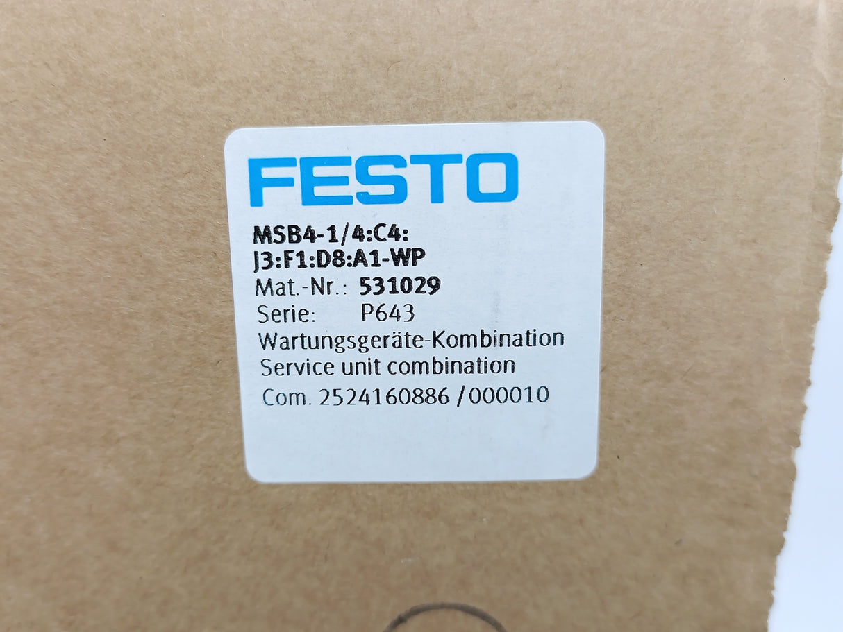 Festo 531029 MSB4-1/4:C4:J3:F1:D8:A1-WP Service Unit Combination MSB4