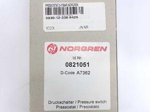 NORGREN 0821051 Hydraulic Pressure Switch 5-70bar, Umax 250V, Imax 5A