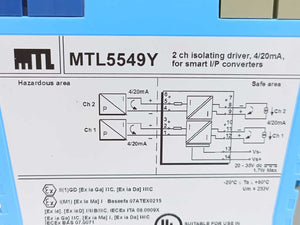 MTL MTL5549Y 2 Channel Driver, 4/20mA, for Smart I/P Converters