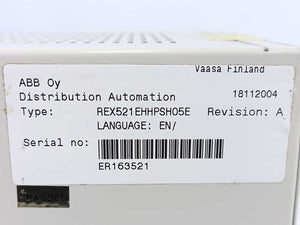 ABB REX521 EHHPSH05E Feeder Protection Relay REX 521, Rev. A