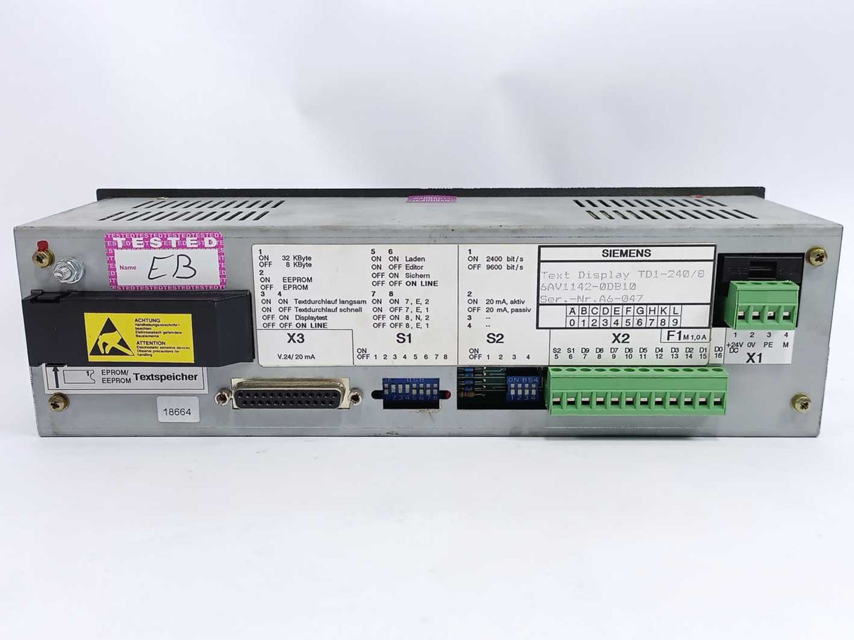 Siemens 6AV1142-0DB10 Text Display TD1-240/8