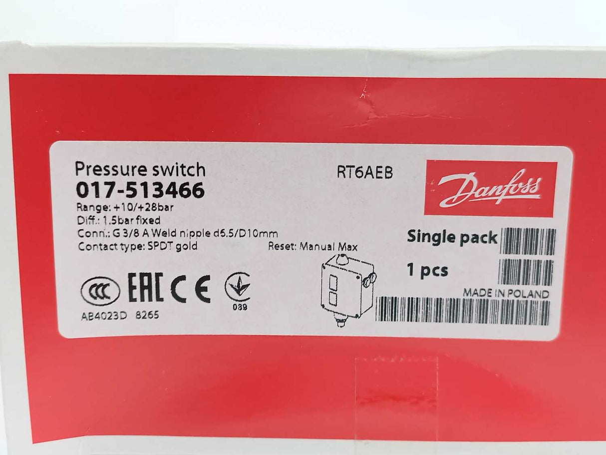 Danfoss 017-513466 Pressure switch 10/28bar