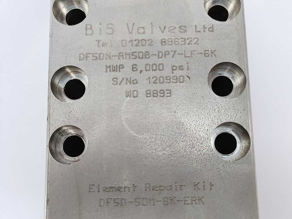 Bis Valves DF50N-RM50B-DP7-LF-6K MWP 6000psi WO 8893 Element Repare Kit