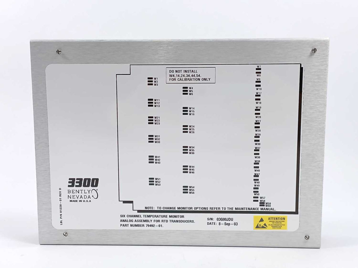BENTLY NEVADA 79492-01 6 Channel Temperature Monitor