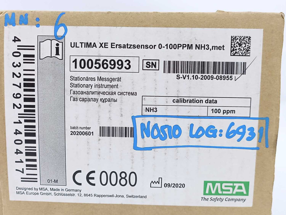 MSA 10056993 Ultima XE OX/TOX Sparepart for Gas Monitor Sensor