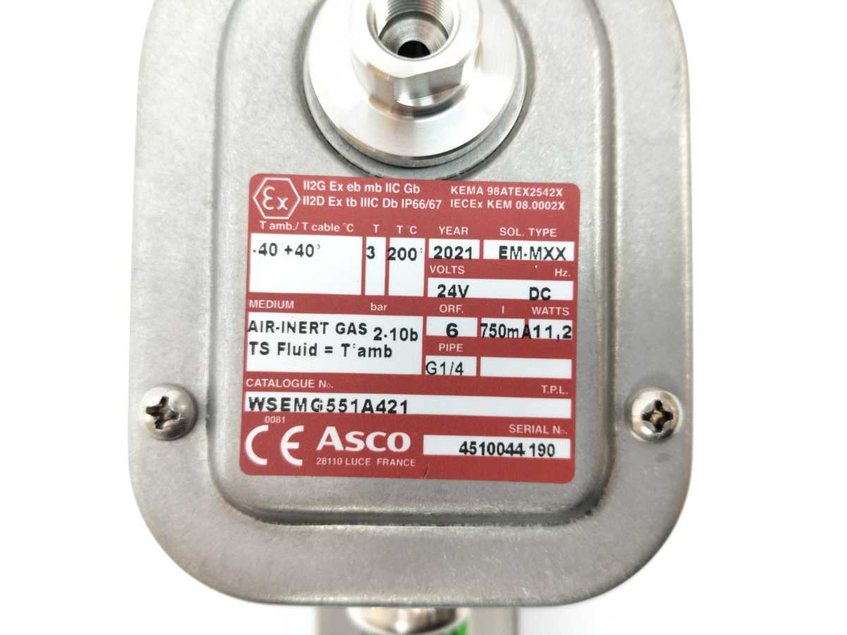 ASCO WSEMG551A421 w/ G551A421 Solenoid Valve Assembly
