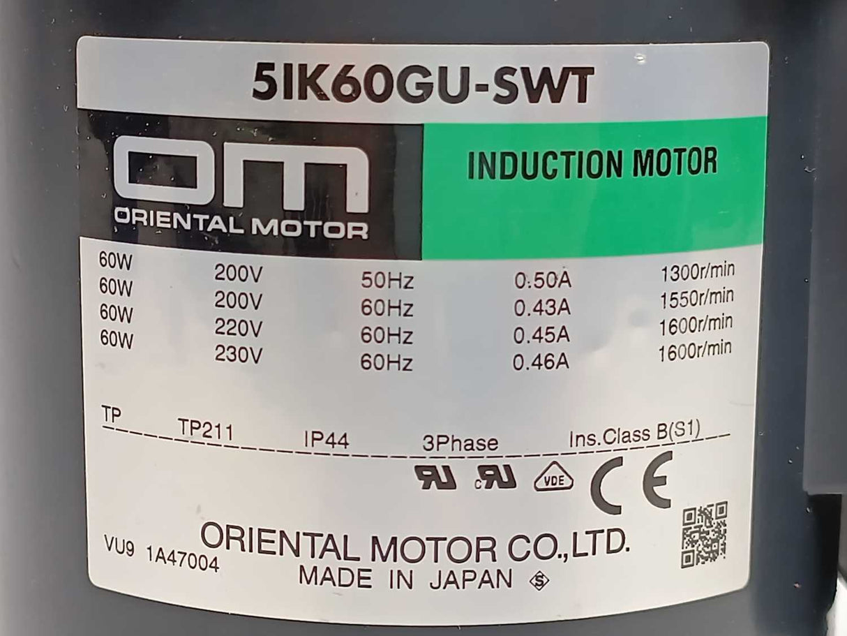 Oriental Motor 5IK60GU-SWT Induction Motor