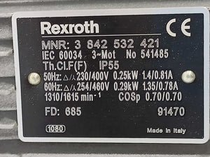 Rexroth 3842532421 3 Phase Asynchronous Motor 0,25kW/0,29kW