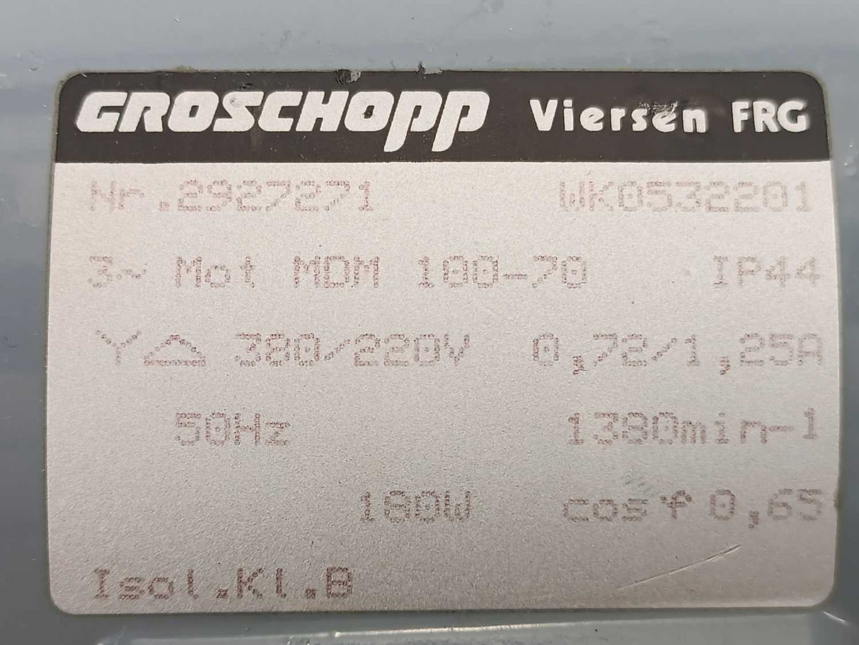 GROSCHOPP WK0532201 3 Phase Motor MDM 100-70