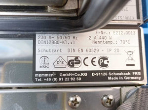 Memmert INB 200 Incubator 230V, 50/60Hz, 2A, +5°C up to 70°C