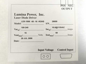 Lumina Power LDX-1000-60-16  Laser Diode Driver